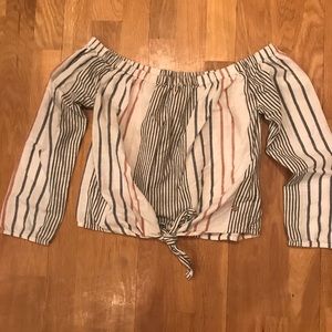 Roxy Striped Off Shoulder Top